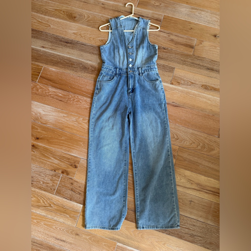 Classic Light Blue Women's Jean Jumpsuit